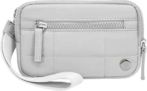 The Iris' Wallet 2nd Gen, Women's Nylon Quilted Wristlet Wallet with ID Window, 3 Zipper Pockets, Waterproof for Travel