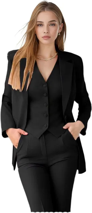 TIANMEI Women Suit 3 Pieces Notch Lapel Business Suits for Women Single Breasted Work Lady Tuxedo Slim Fit Blazer Vest Pants