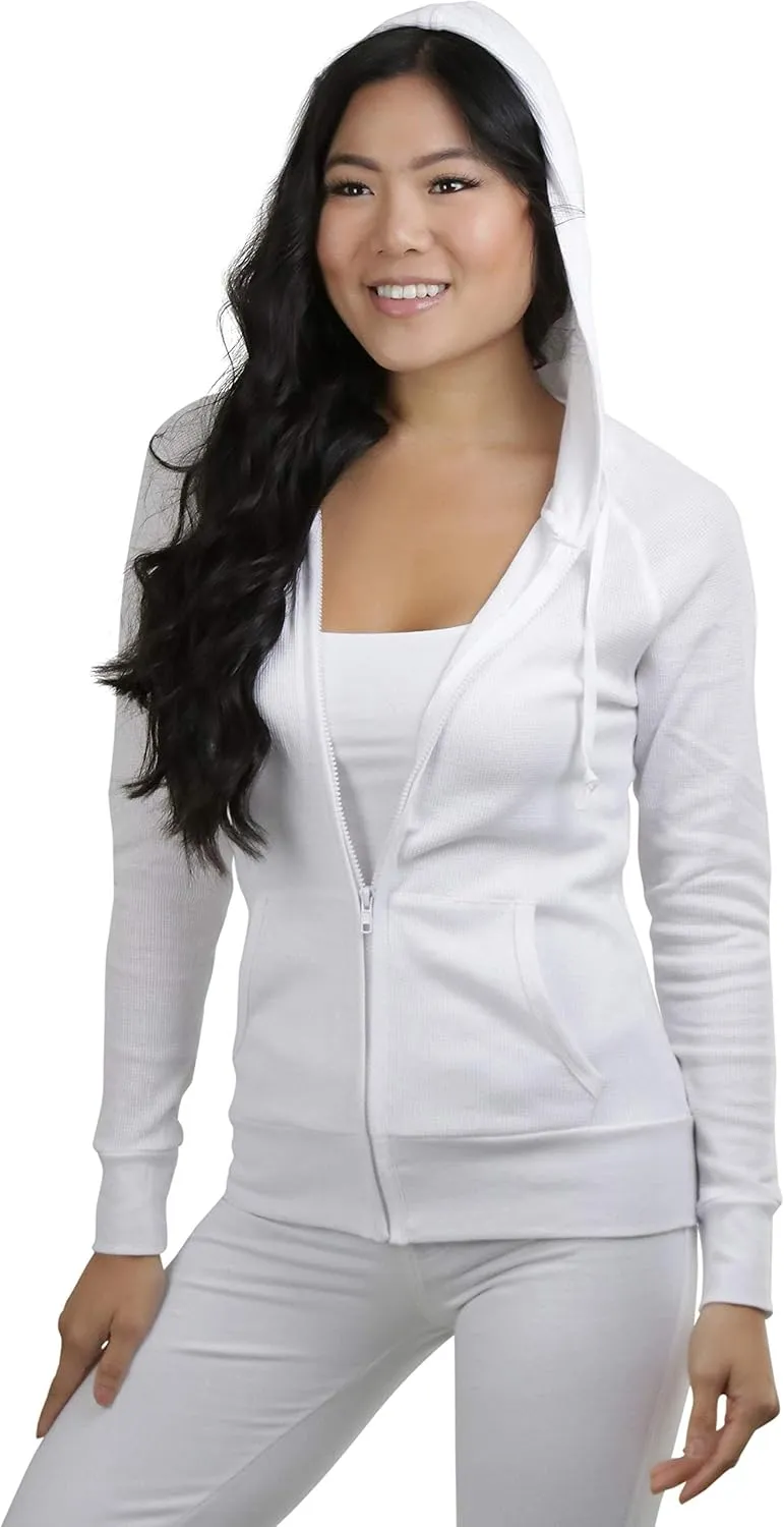 ToBeInStyle Womens Velour Terry Active Cropped Zip-Up Jacket with Hood