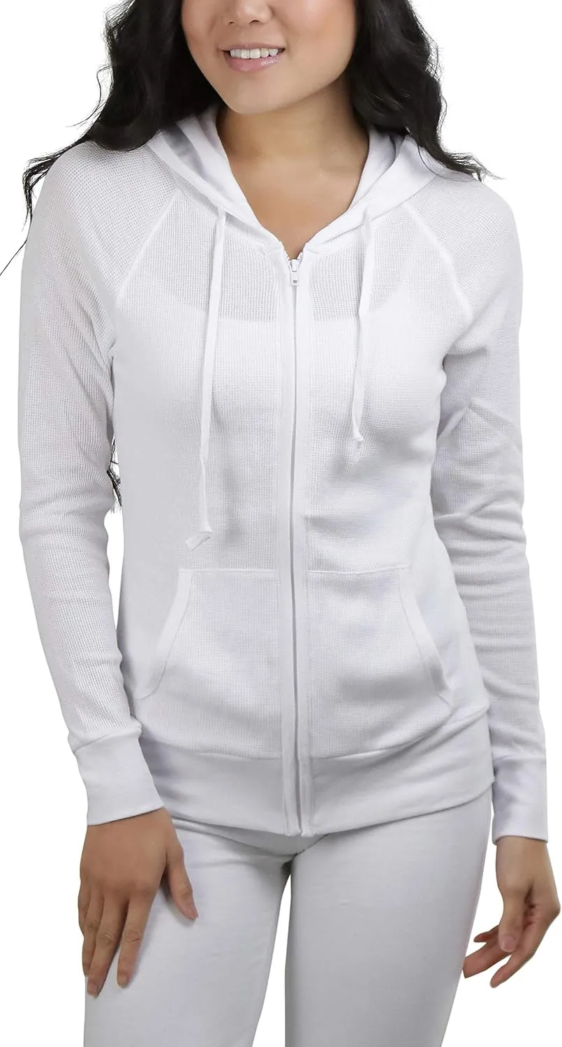 ToBeInStyle Womens Velour Terry Active Cropped Zip-Up Jacket with Hood