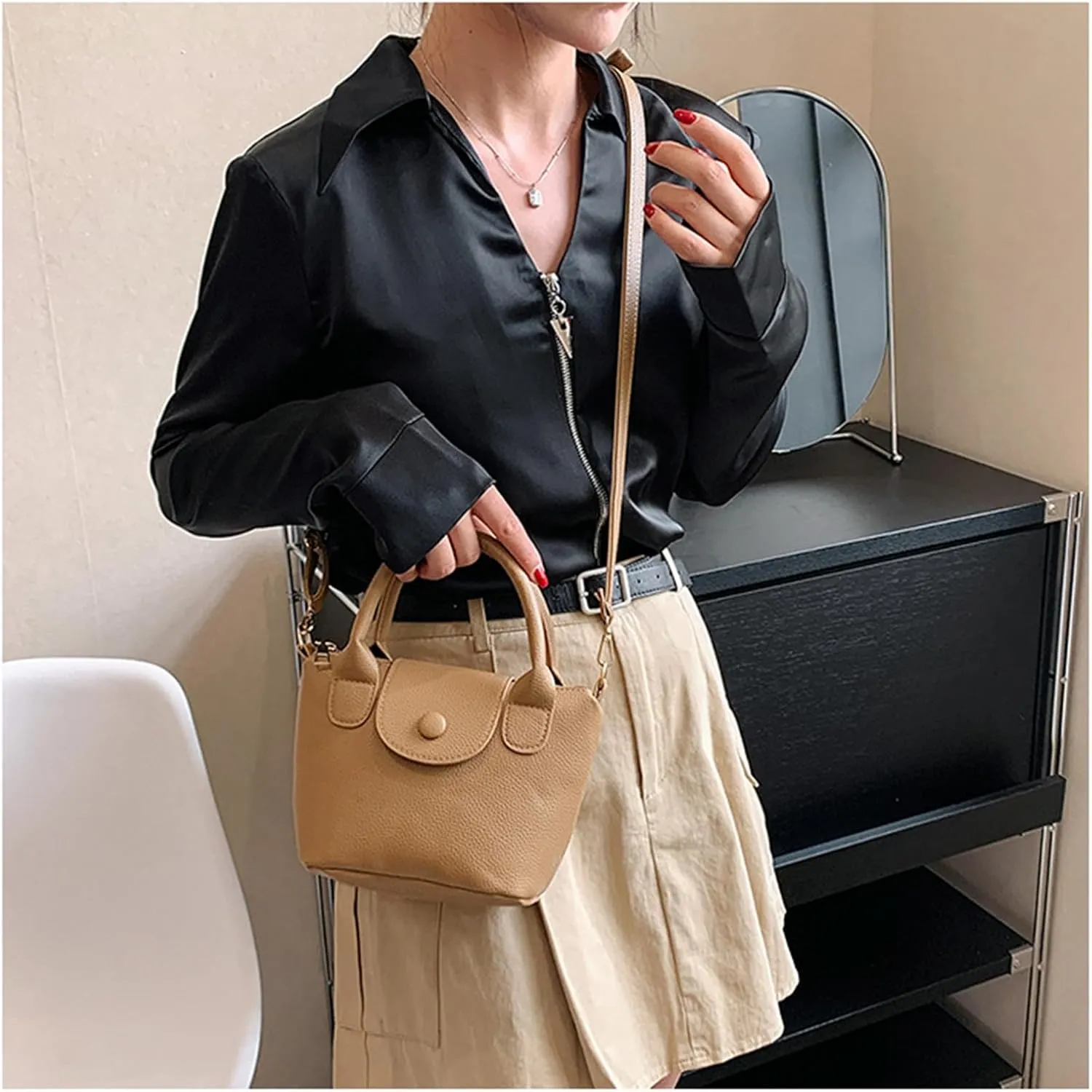 Tote Bag for Women PU Leather Shoulder Bags Hobo Bags Samll Purse and Handbags with Adjustable Shoulder Strap (White)