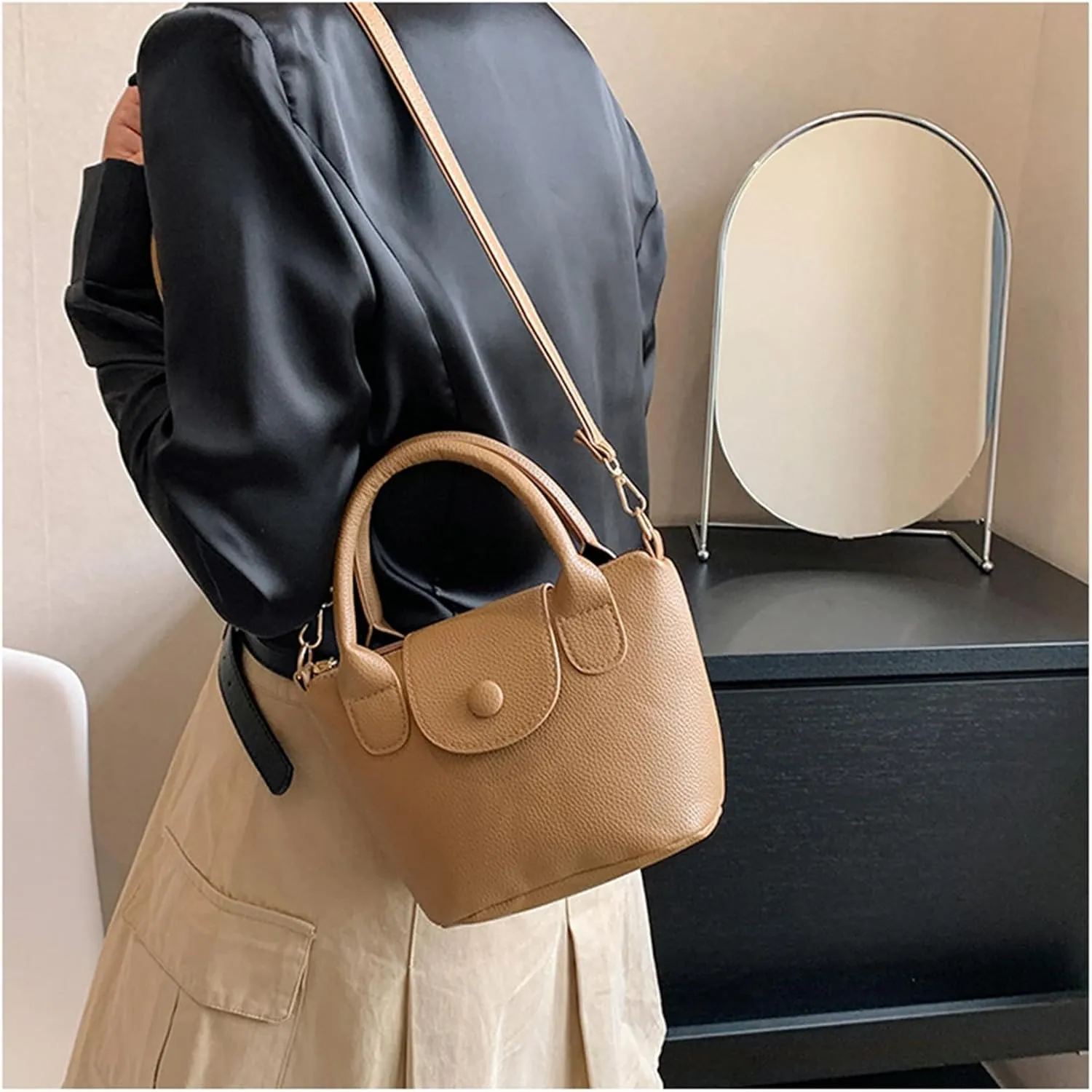 Tote Bag for Women PU Leather Shoulder Bags Hobo Bags Samll Purse and Handbags with Adjustable Shoulder Strap (White)