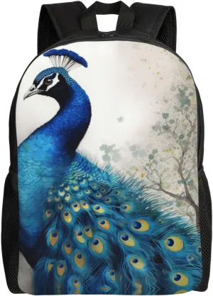 Travel Backpack for Women Men Lightweight 17 inch Laptop Bag Blue Peacock Backpack Casual Daypack