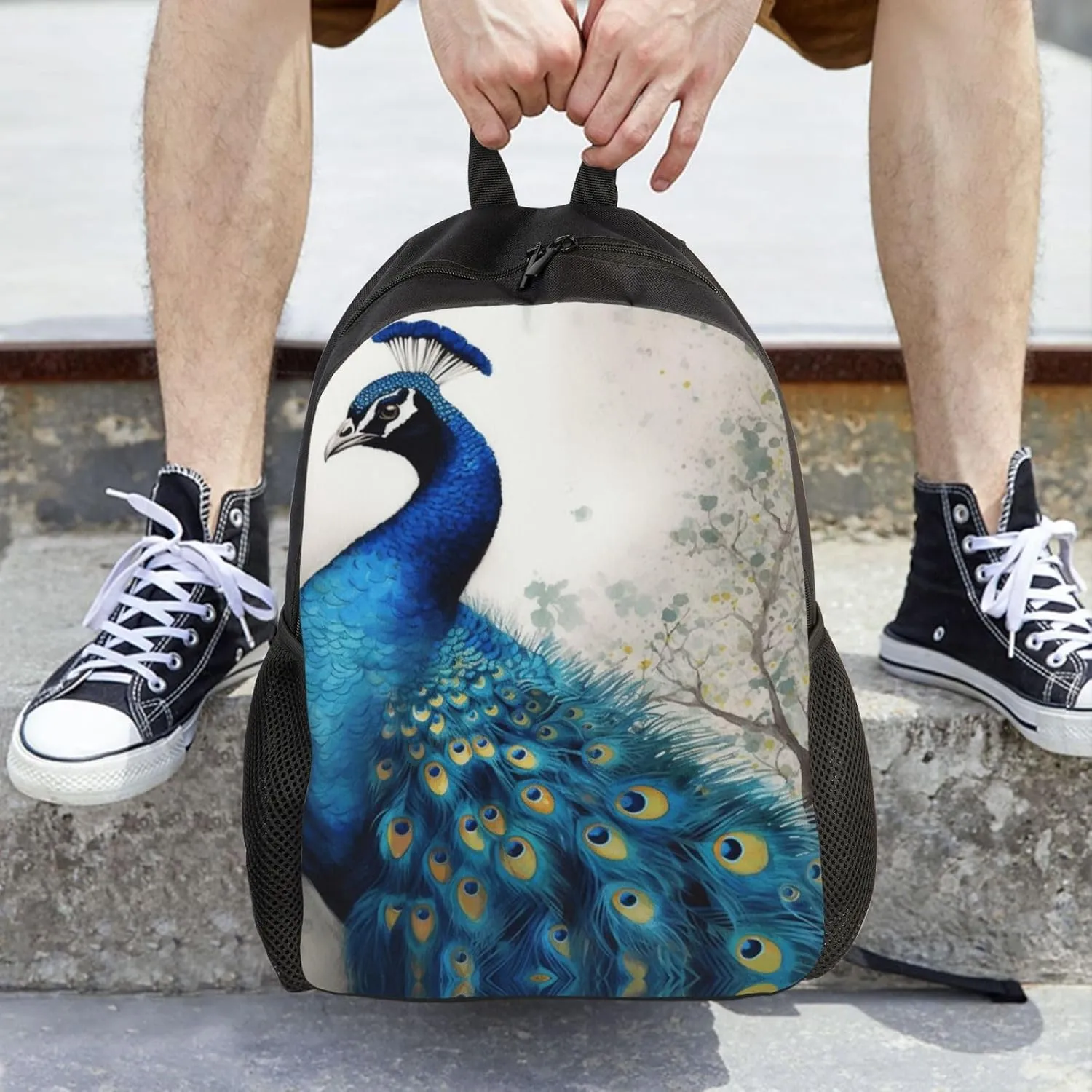 Travel Backpack for Women Men Lightweight 17 inch Laptop Bag Blue Peacock Backpack Casual Daypack