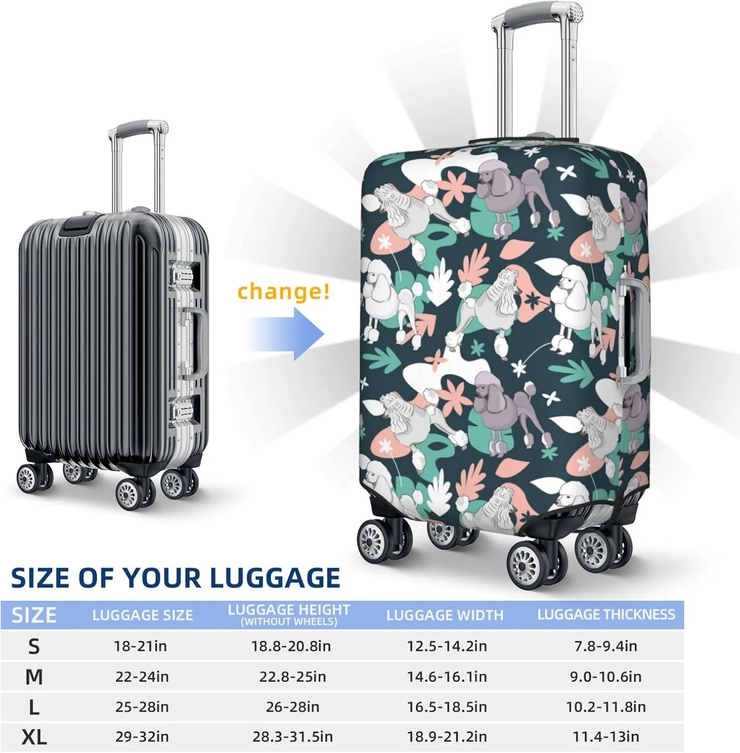 Travel Luggage Cover Protector Poodle Dog Puppy No.1042 - Anti-Scratch Suitcase Covers Fits 18-32 Inch Luggage