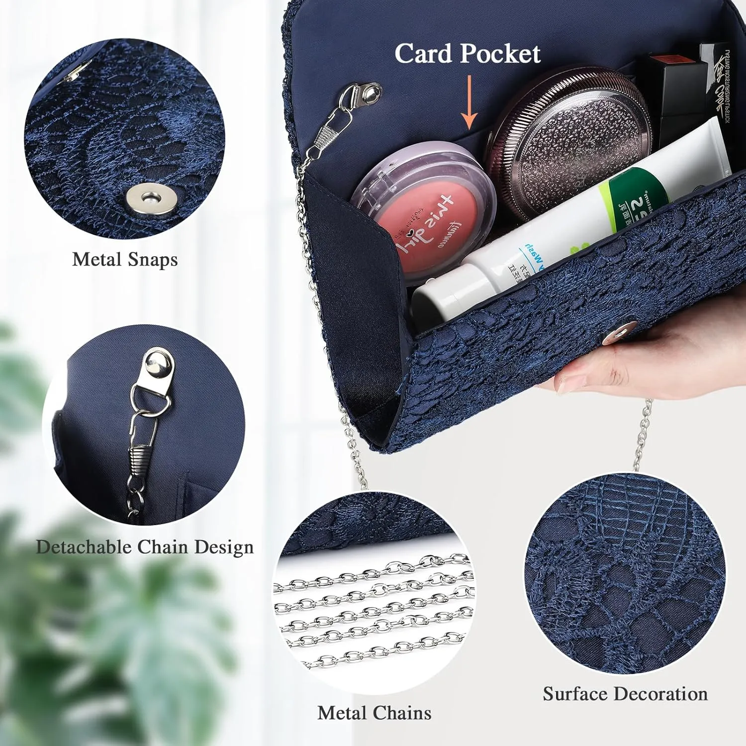 UBORSE Evening Bag Lace Clutch Purse for Women Formal Elegant Envelope Wedding Party Cocktail Crossbody Shoulder Bag