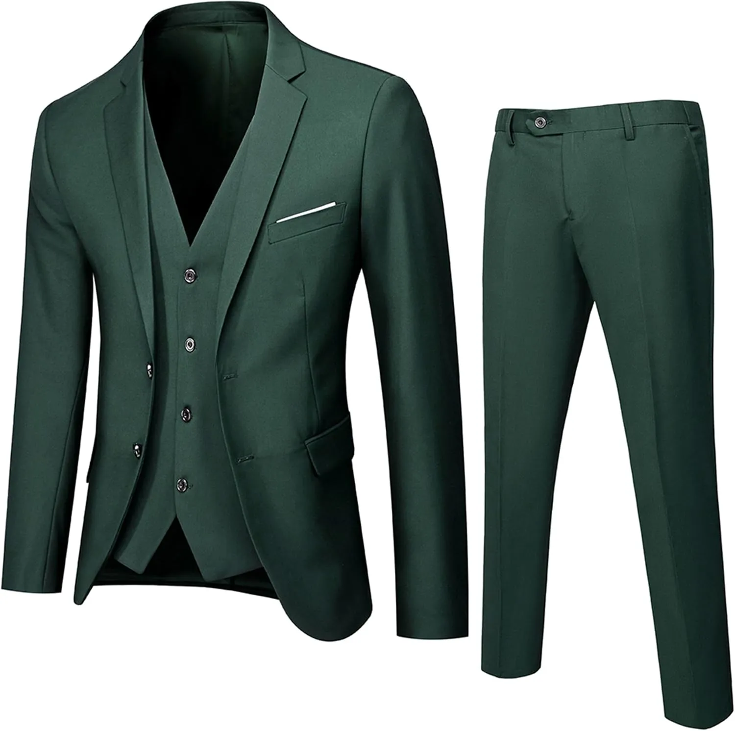 UNINUKOO Men Suits Slim Fit Dress 3 Piece 2 Button Wedding Formal Business Tuxedo Suit Jacket Pants Vest Set