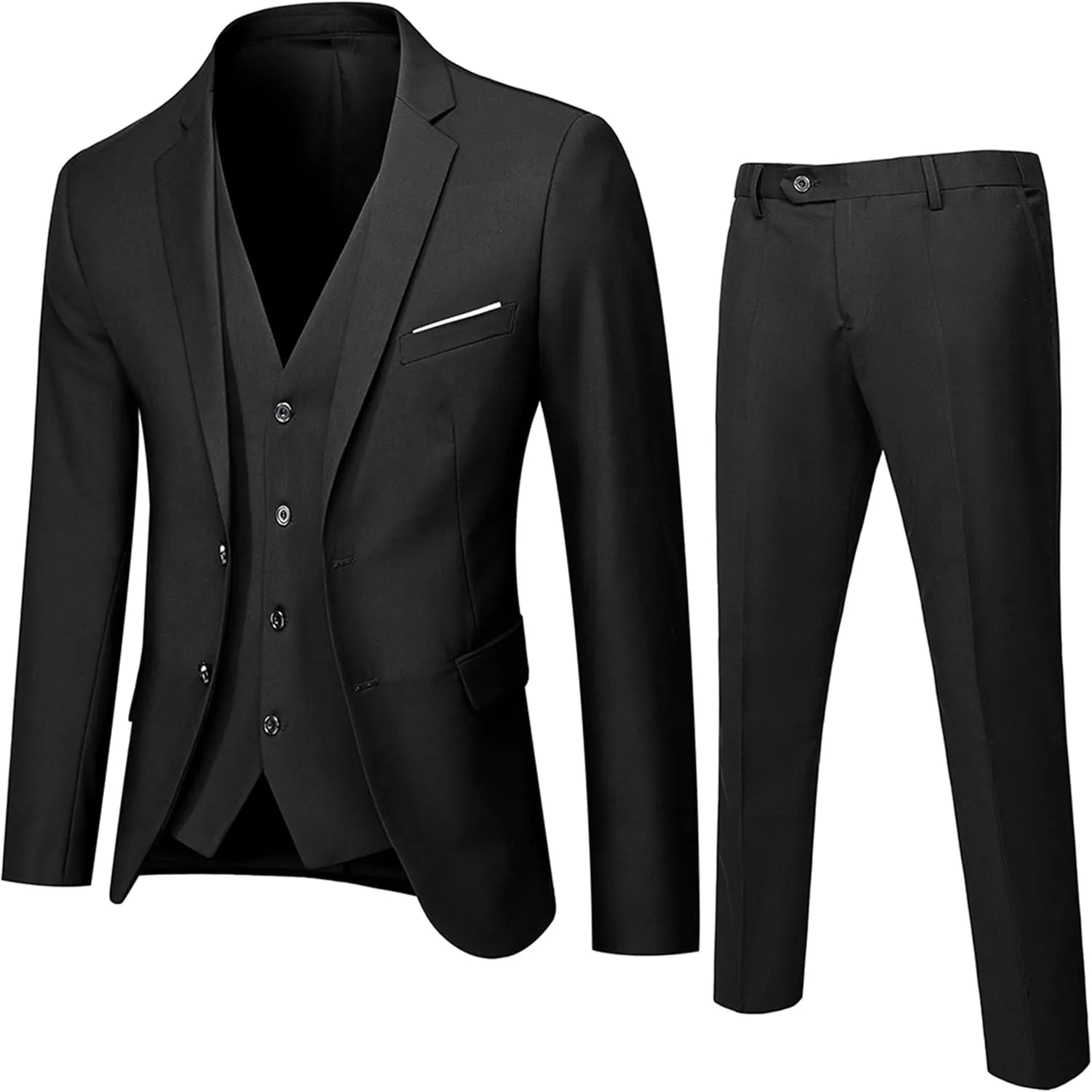 UNINUKOO Men Suits Slim Fit Dress 3 Piece 2 Button Wedding Formal Business Tuxedo Suit Jacket Pants Vest Set
