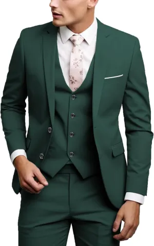 UNINUKOO Men Suits Slim Fit Dress 3 Piece 2 Button Wedding Formal Business Tuxedo Suit Jacket Pants Vest Set
