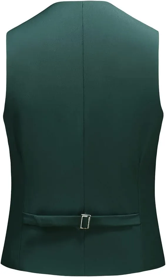 UNINUKOO Mens Suit Vest Slim Fit Formal Dress Casual Waistcoat Four Buttons Tuxedo Suit Vest