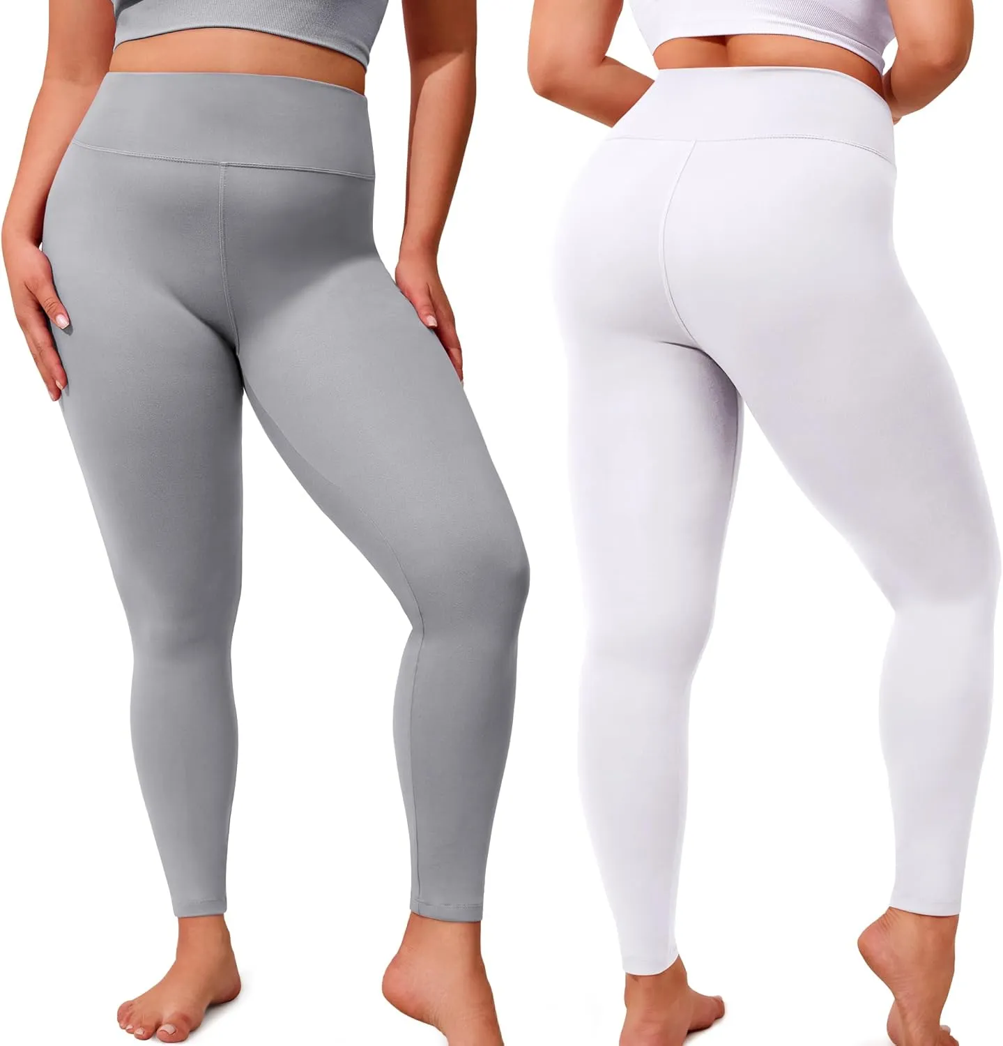 VALANDY Creamlush 3 Pack Plus Size Leggings for Women-High Waisted Soft Stretchy Yoga Pants,L-5XL