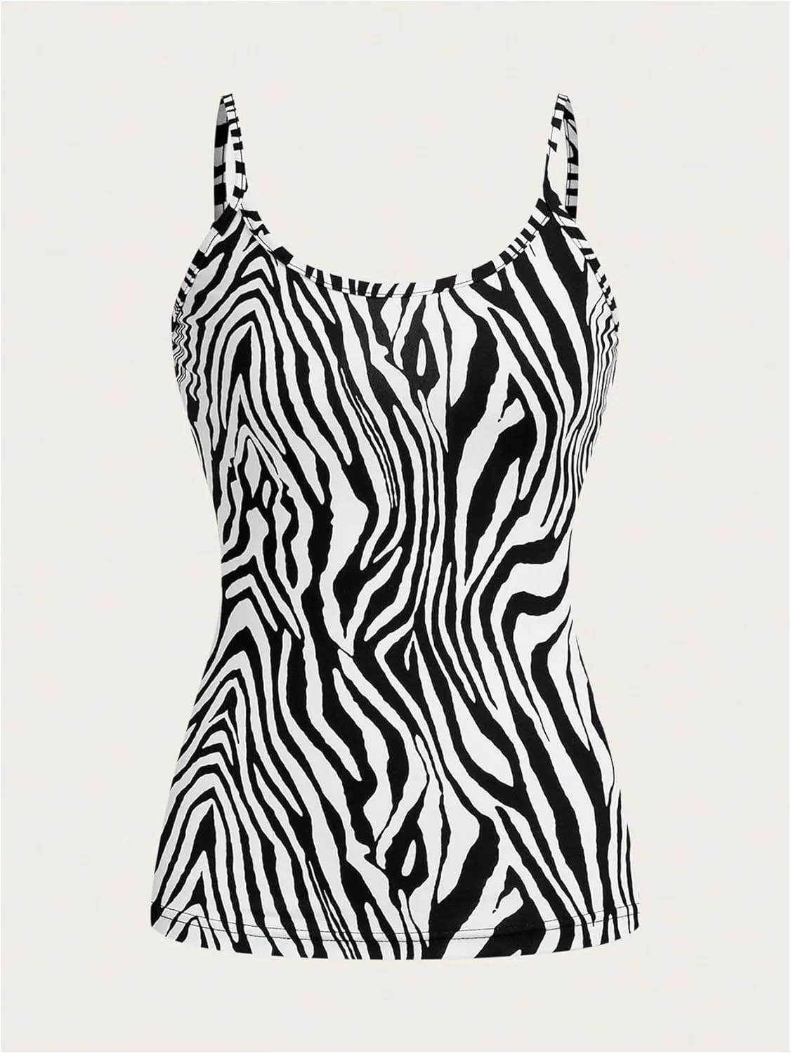 Verdusa Women's 4 Pack Cheetah Print Cami Top Scoop Neck Backless Fitted Camisole