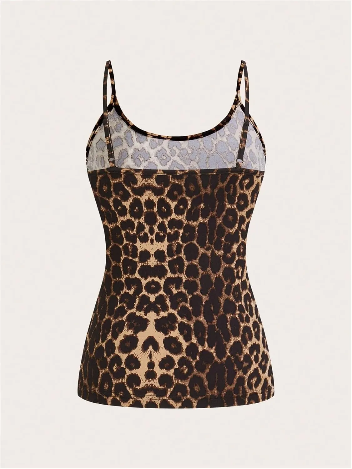 Verdusa Women's 4 Pack Cheetah Print Cami Top Scoop Neck Backless Fitted Camisole