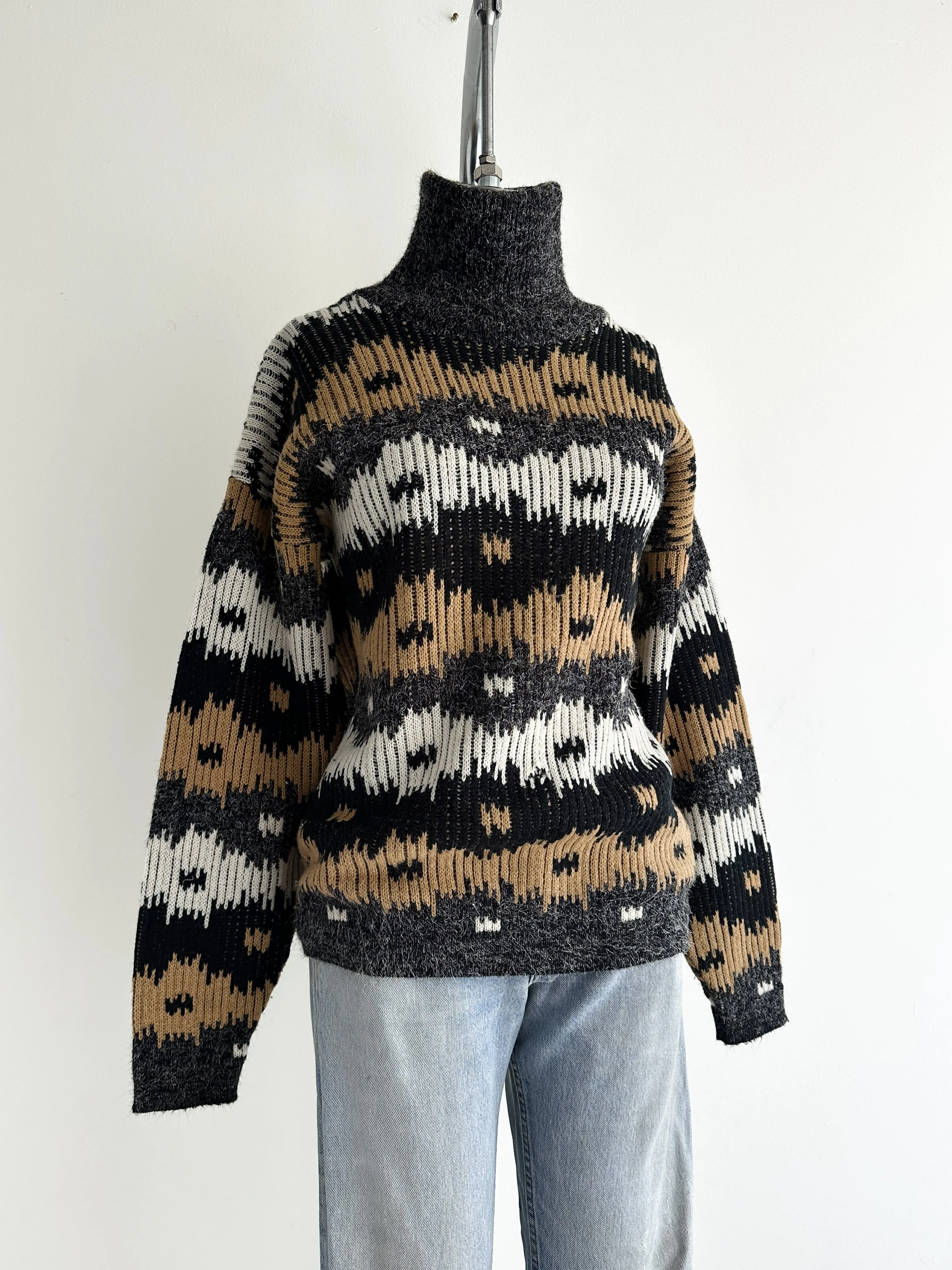 vintage geometric knit sweater (M)
