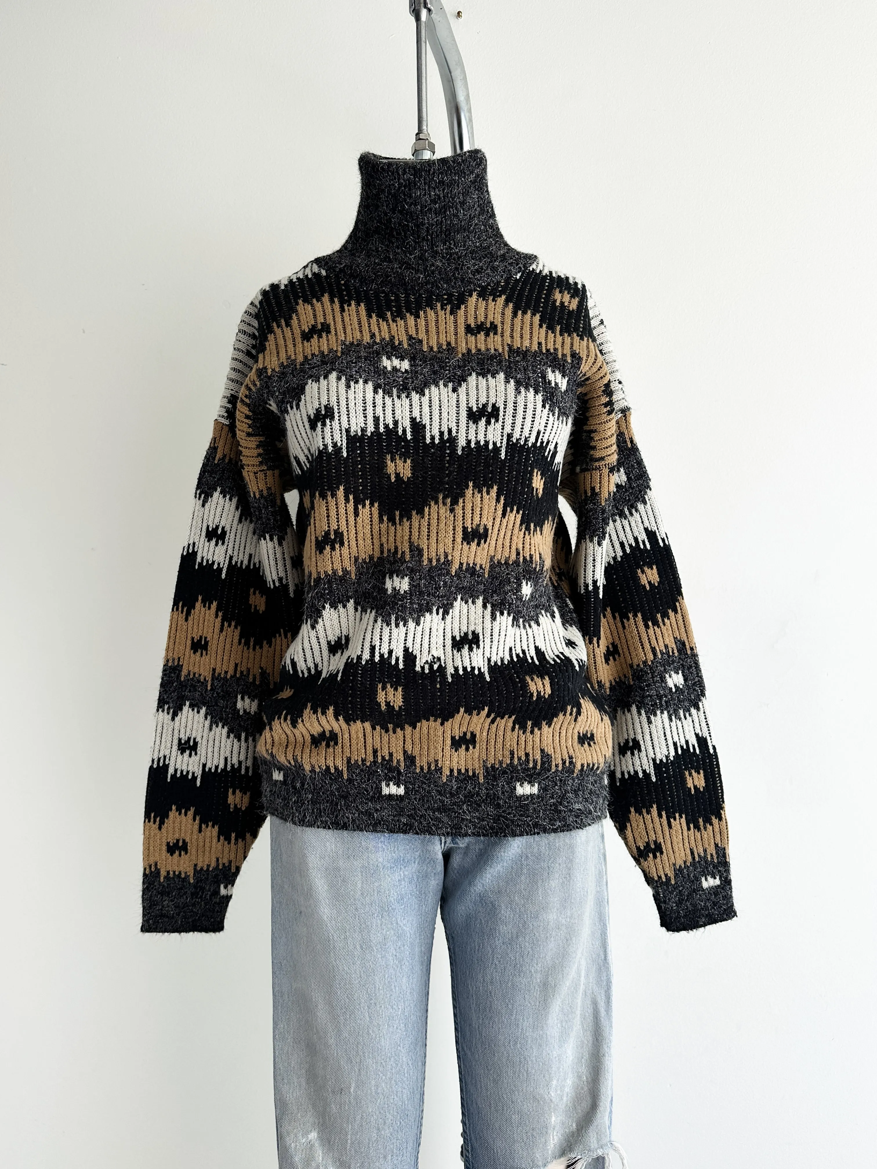 vintage geometric knit sweater (M)
