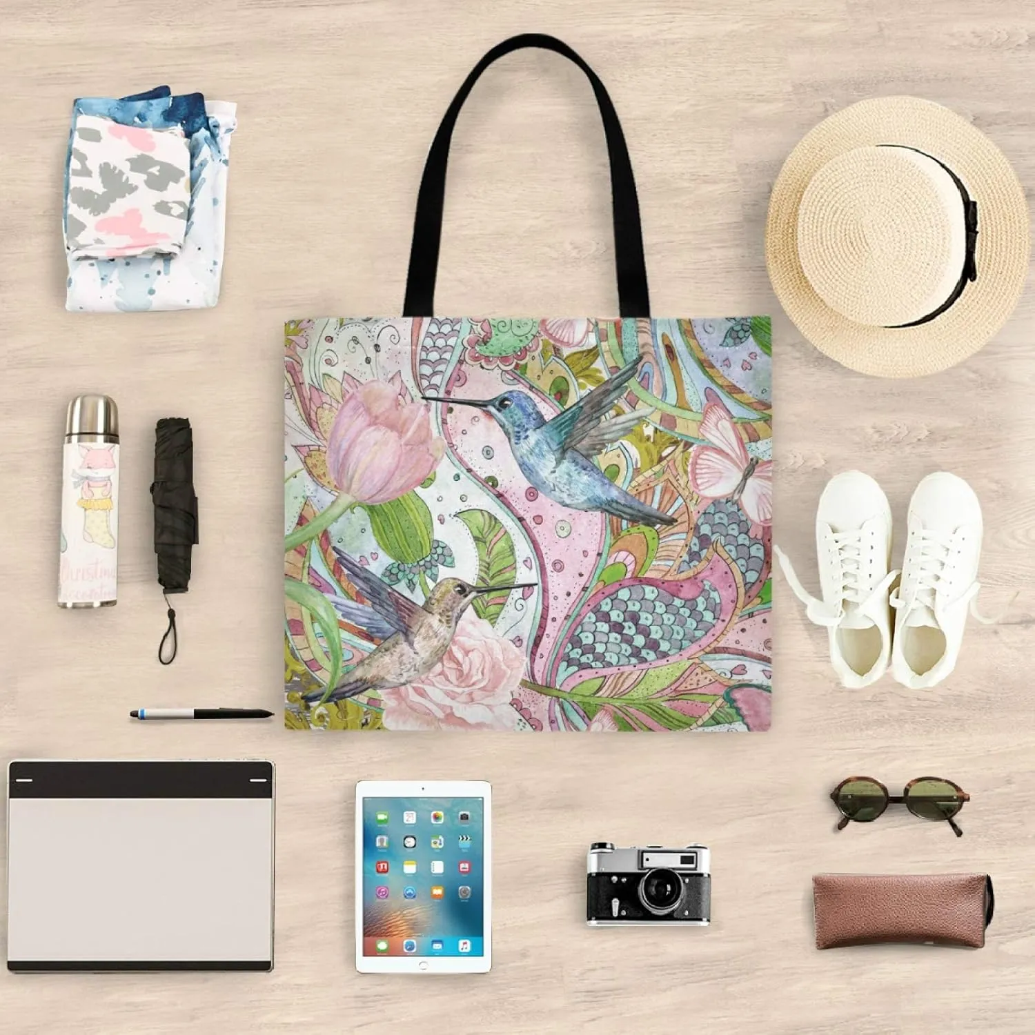 visesunny Fashion Floral Tote Bag with Interior Pocket Lightweight Travel Shoulder Bag Handbag Purse