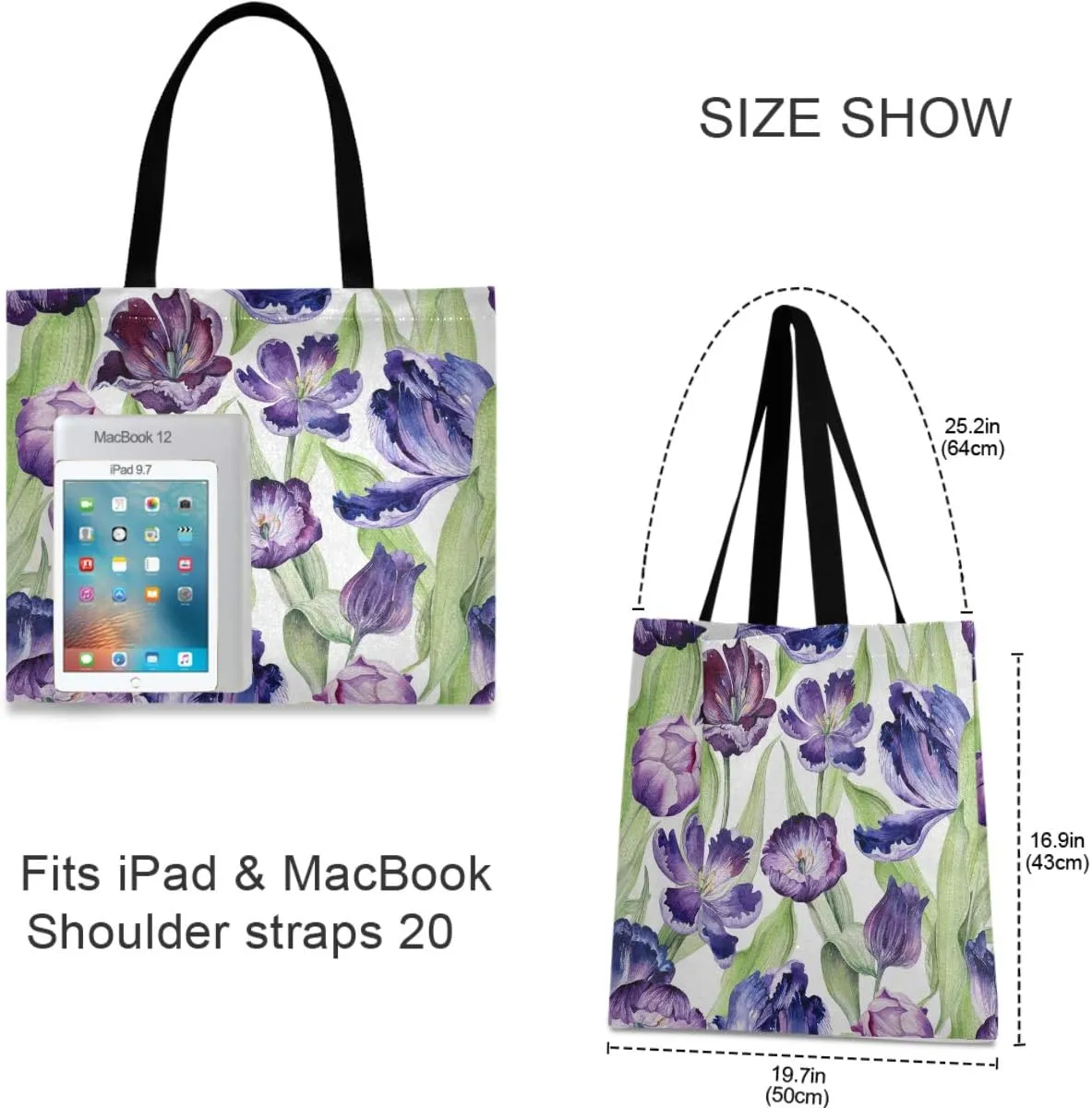visesunny Fashion Large Lightweight Tote Bag Shoulder Bag for Gym Hiking Picnic Travel Beach Waterproof Tote Bags