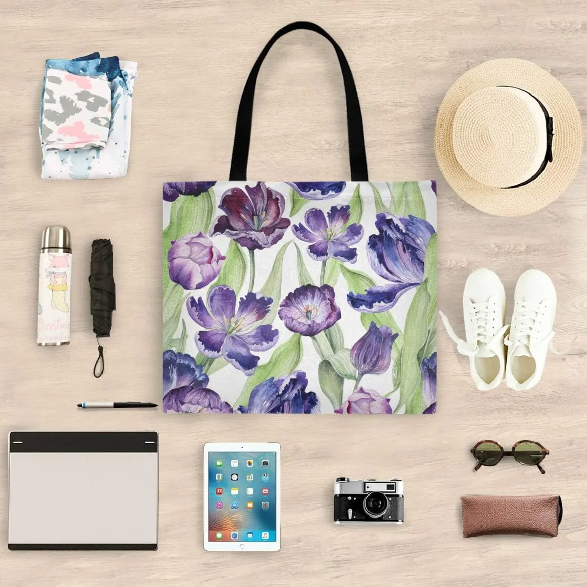 visesunny Fashion Large Lightweight Tote Bag Shoulder Bag for Gym Hiking Picnic Travel Beach Waterproof Tote Bags