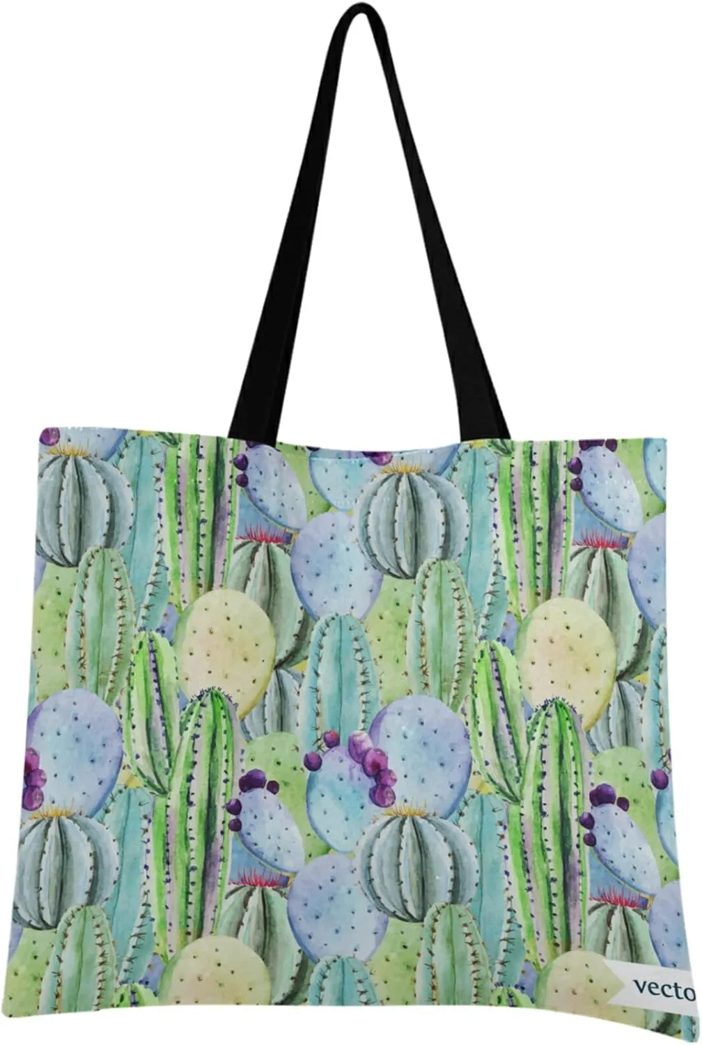 visesunny Women Extra Large Tote Bag Cactus Green Shoulder Bags Ladies Beach Travel Reusable Grocery Shopping Portable Storage Handbag