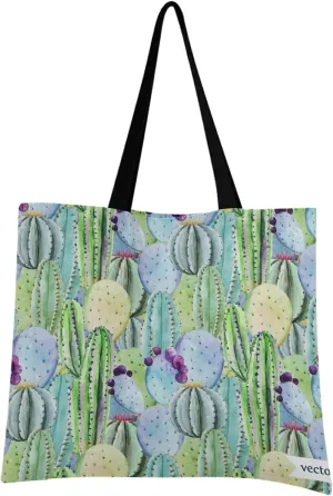 visesunny Women Extra Large Tote Bag Cactus Green Shoulder Bags Ladies Beach Travel Reusable Grocery Shopping Portable Storage Handbag
