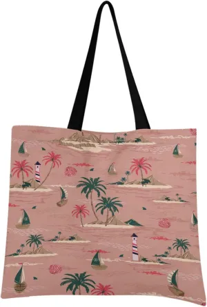 visesunny Women Extra Large Tote Bag Coconut Palm Tree Topical Plant Sailboat Shoulder Bags Ladies Beach Travel Reusable Grocery Shopping Portable Storage Handbag