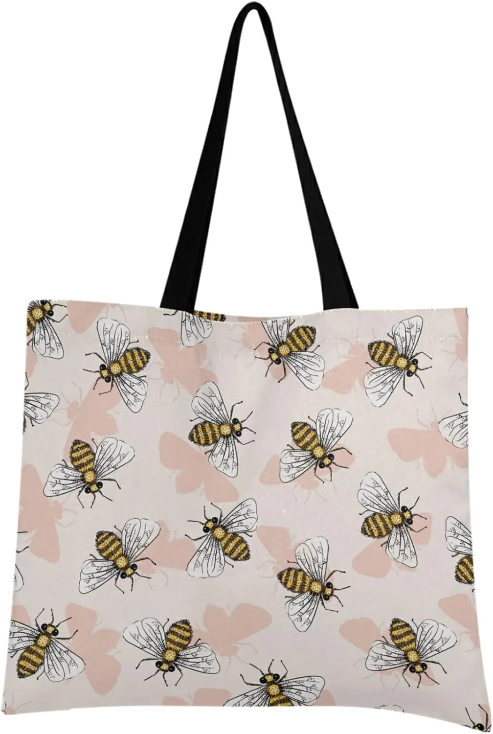visesunny Women Extra Large Tote Bag Cute Honey Bees Shoulder Bags Ladies Beach Travel Reusable Grocery Shopping Portable Storage Handbag