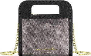 Wallet for Women, Small Bifold Wallet, PU leather with Denim Texture with Zipper Pocket, Handle and Shoulder Chain