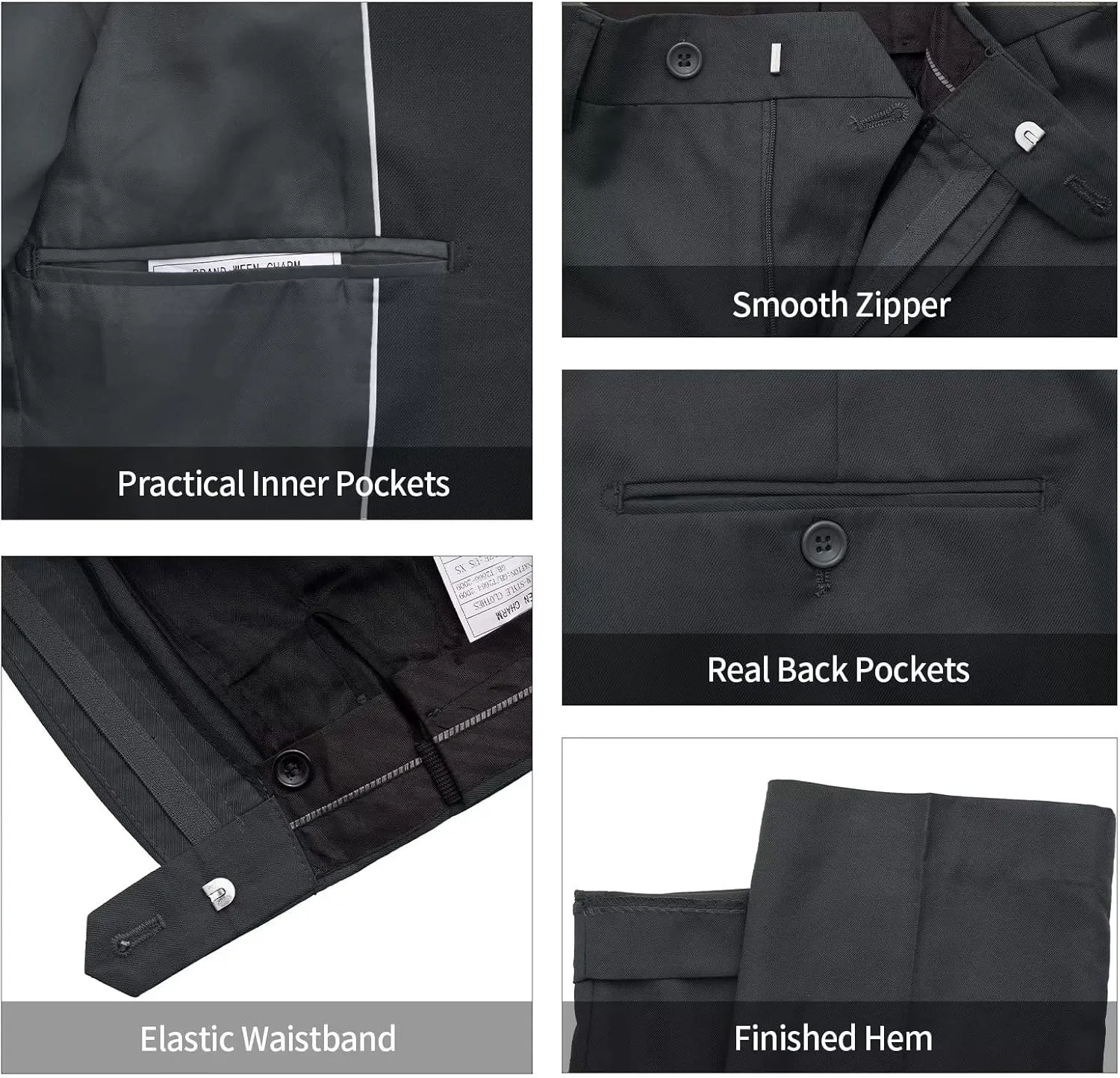 WEEN CHARM Men's 3-Piece Slim Fit Suit Set-2-Button Blazer,Vest & Pants-Formal Wedding,Prom,Party & Business Tuxedo