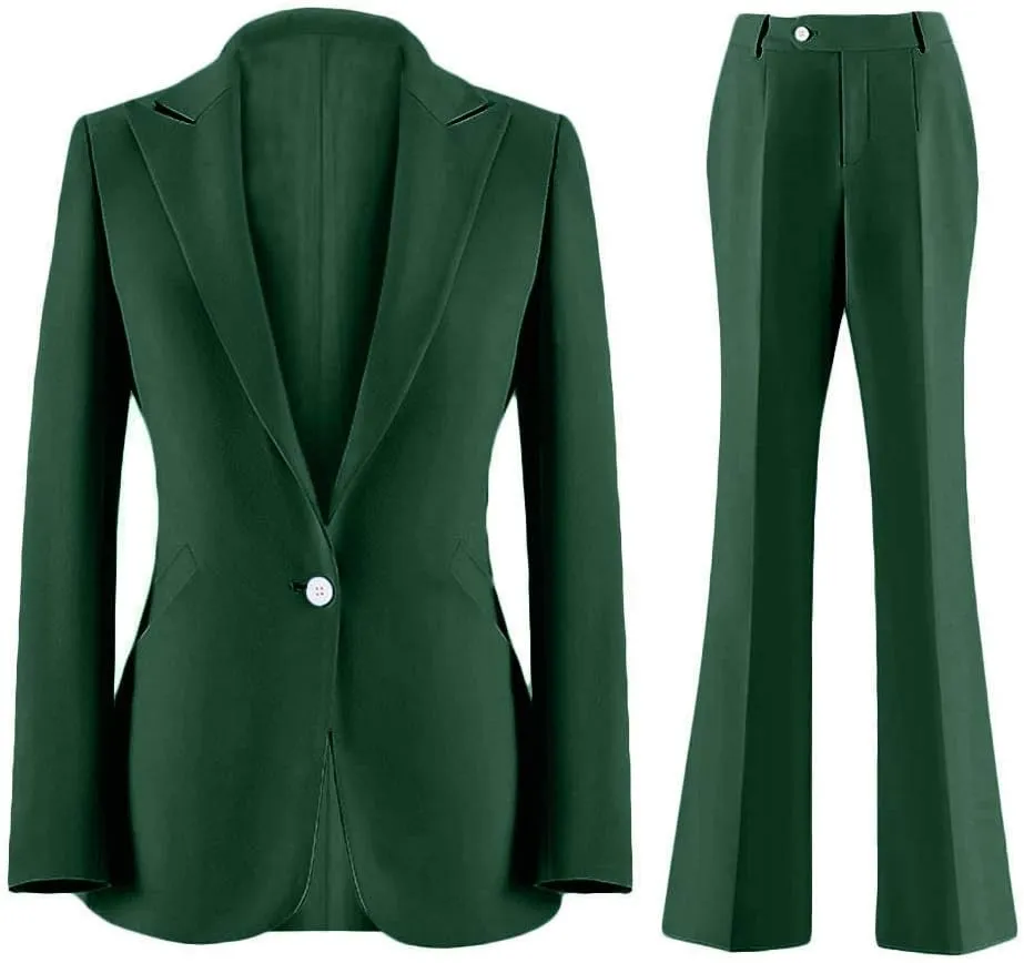 Wemaliyzd Women's Suits 2 Piece Work Office Peak Lapel Slim Fit Office Lady Blazer Pants