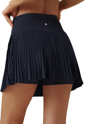 Willit Womens Pleated Tennis Skirts with Shorts Athletic Golf Skorts High Waisted Lightweight Zipper Pockets