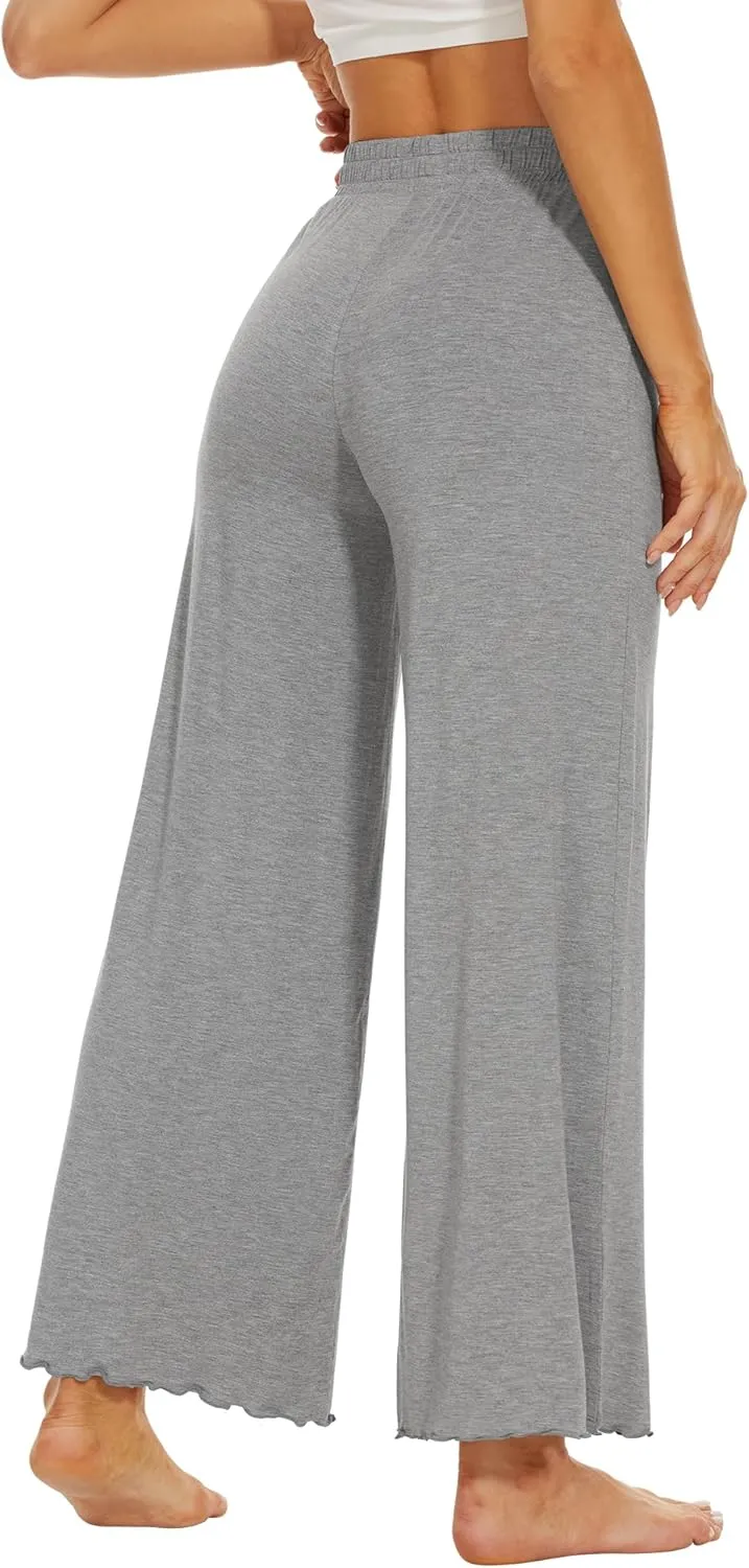 WiWi Women's Casual Wide Leg Palazzo Pants Comfy Lounge Pajama Bottoms Viscose from Bamboo Yoga Sweatpants S-XXL