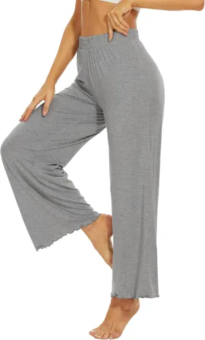 WiWi Women's Casual Wide Leg Palazzo Pants Comfy Lounge Pajama Bottoms Viscose from Bamboo Yoga Sweatpants S-XXL