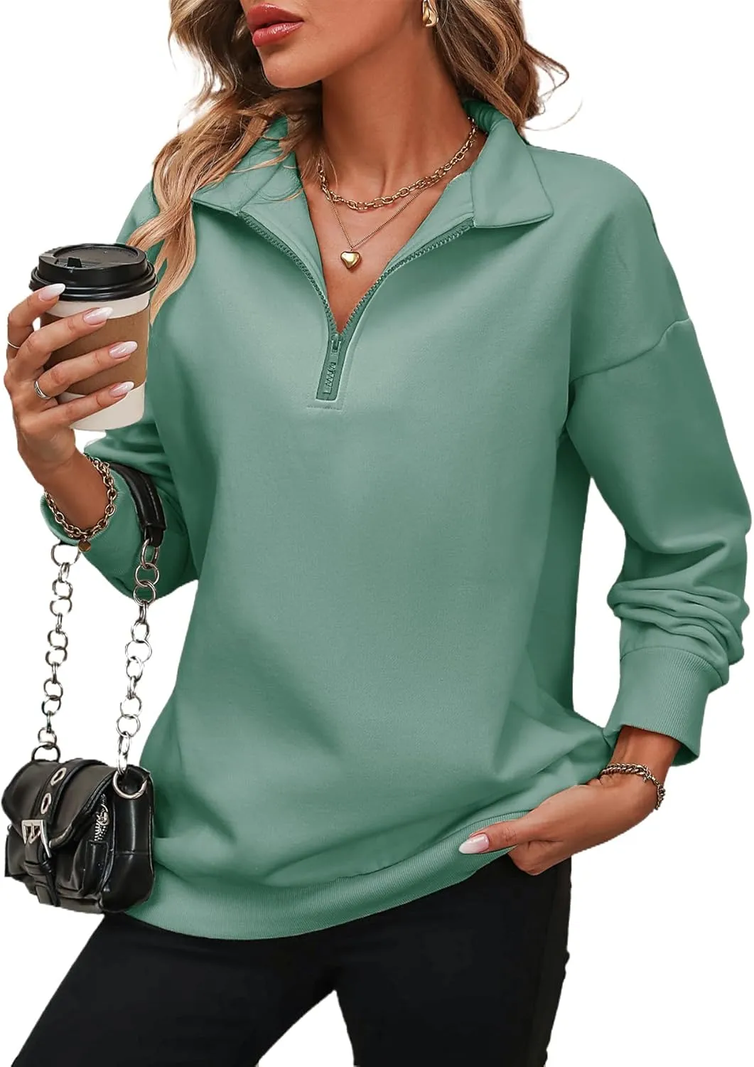 WMZCYXY Womens Oversized Sweatshirt Half Zip Hoodies Fall Fashion Pullover Long Sleeve Sweatshirt Outfits 2024 Y2k Clothes