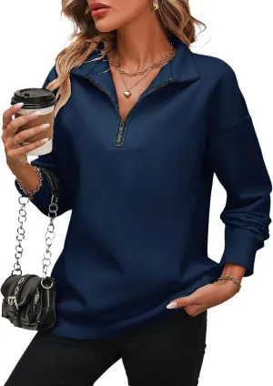 WMZCYXY Womens Oversized Sweatshirt Half Zip Hoodies Fall Fashion Pullover Long Sleeve Sweatshirt Outfits 2024 Y2k Clothes