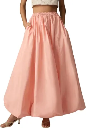 Women Puffy Long Skirt Elastic Waist Loose Fit Lantern Skirt Summer Vacation Swing A Line Skirt Streetwear Beachwear