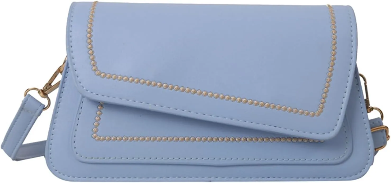 Women Small Crossbody Bags PU Leather Shoulder Bag Handbag Clutch Evening Bag with Adjustable Strap (Black)