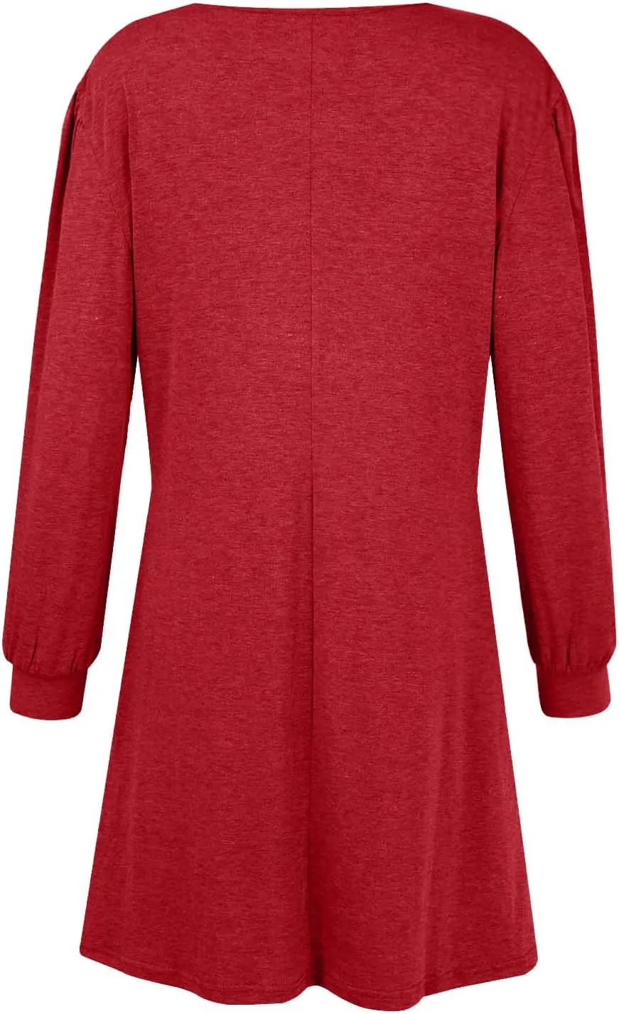 Women's Button Side Long Sleeve Dresses 2024 Fall Fashion Sweater Dresses Casual Crew Neck Pullover Tops with Pockets