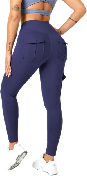 Women's Cargo Yoga Leggings with 4 Pockets High Waisted Tummy Control Stretch Workout Pants Gym Tights