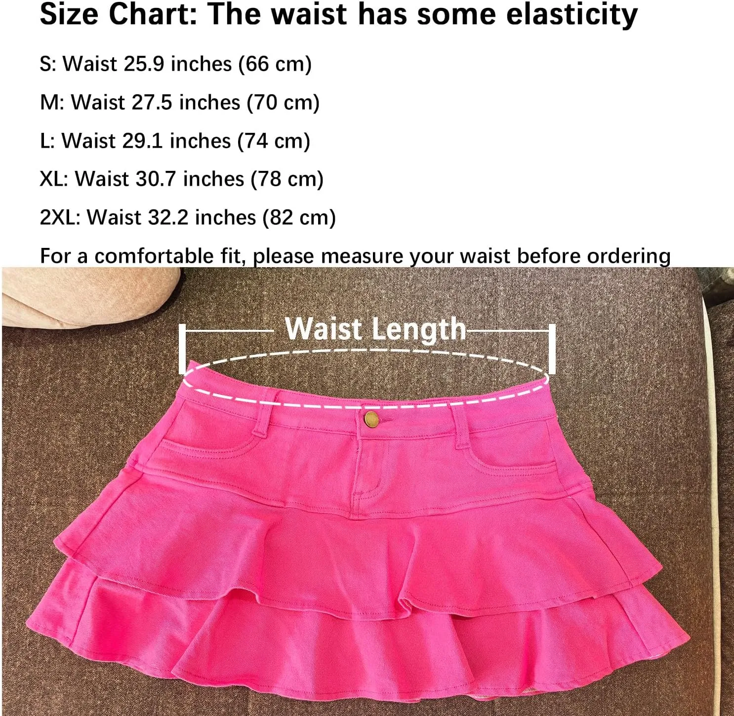 Women's Casual Denim Mini Skirt Ruffled Slim A-line Pleated Jean Short Skirt