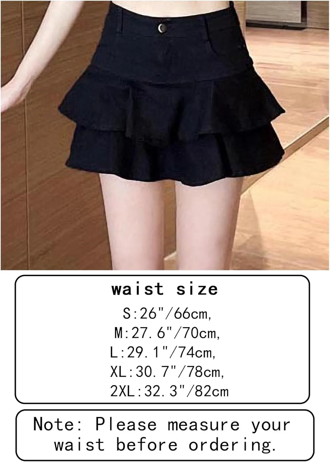 Women's Casual Denim Mini Skirt Ruffled Slim A-line Pleated Jean Short Skirt