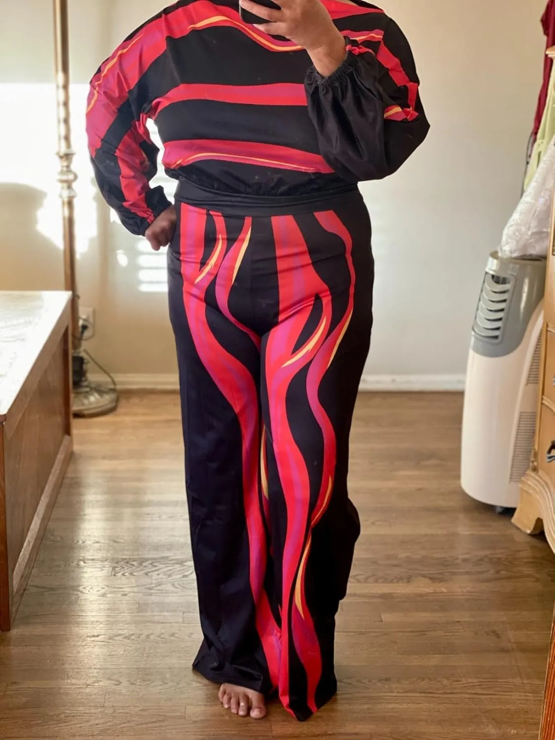 Women's Dressy Printed Jumpsuits Casual Plus Size V Neck Long Sleeve Wrap Wide Leg Rompers