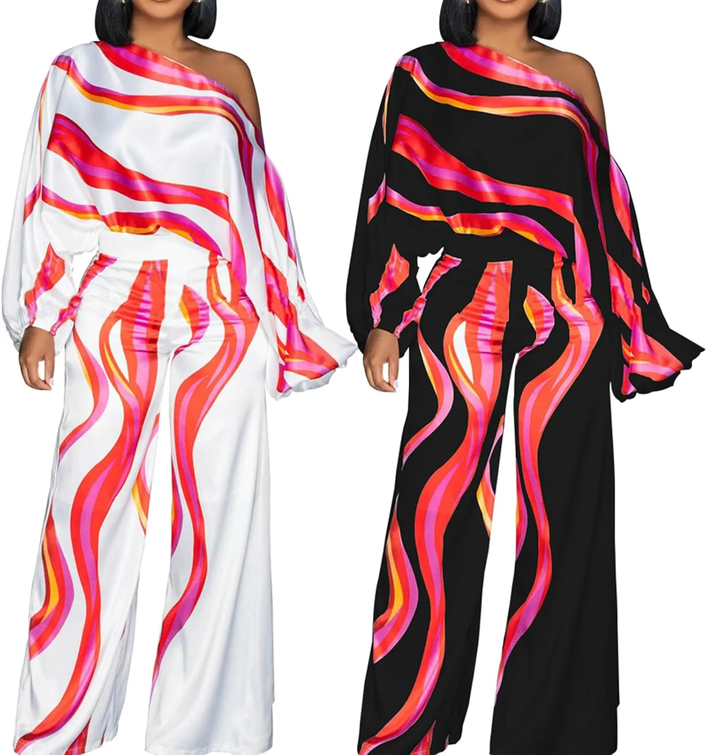 Women's Dressy Printed Jumpsuits Casual Plus Size V Neck Long Sleeve Wrap Wide Leg Rompers