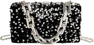 Women's Glitter Sequin Satchel Retro Evening Shoulder Bag Party Clutch Wedding Purse Fashion Crossbody Prom Handbag