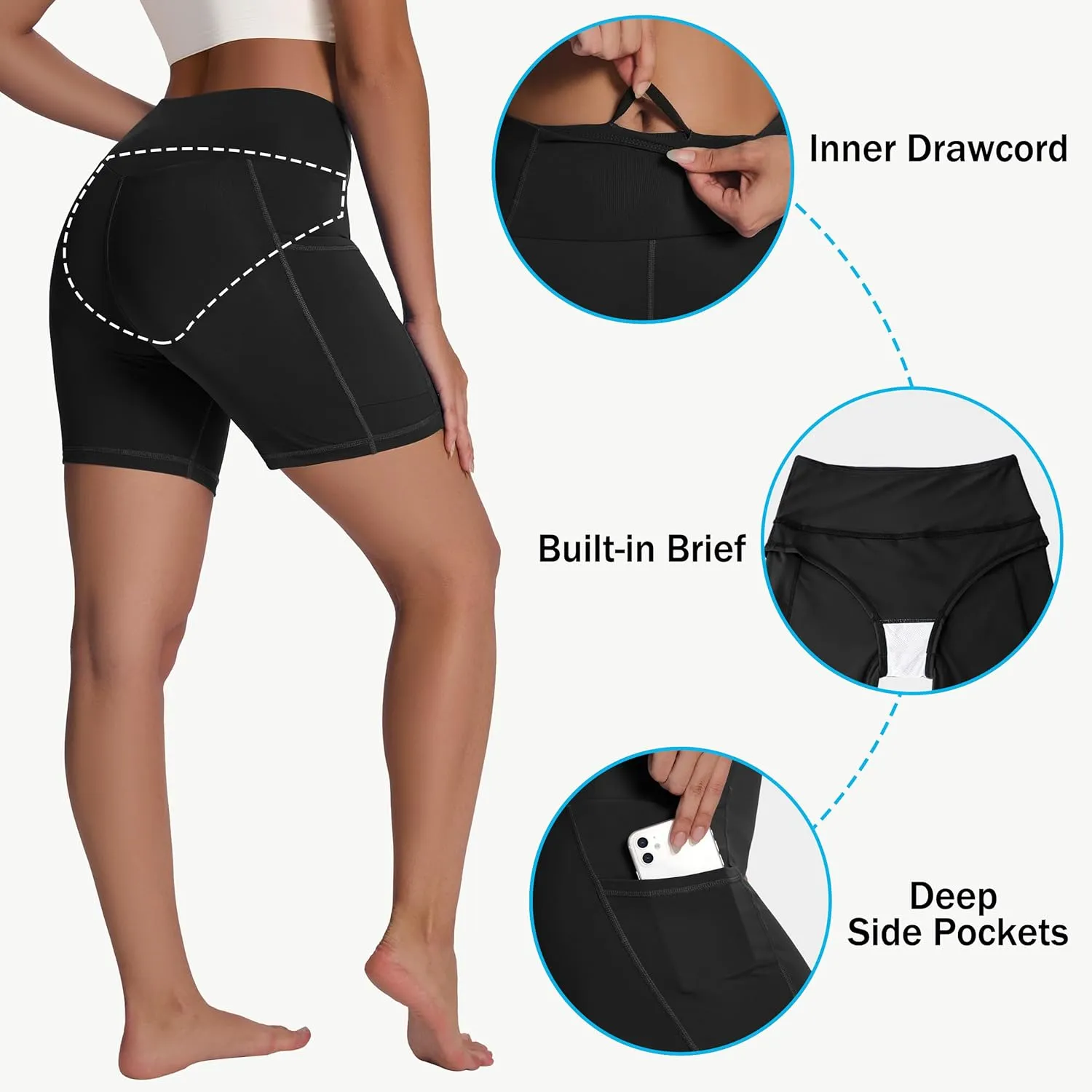 Women's High Waisted Long Swim Shorts - 5''/7''/9''/12" Tummy Control Swim Board Capris Bottoms Swimwear with Liner