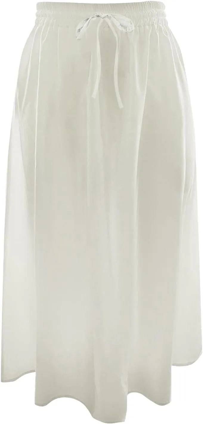 Women's Midi Skirt Summer Pleated Flowy Elastic High Waisted A-Line Skirt with Pockets Bohemia for Women 2025 Trendy