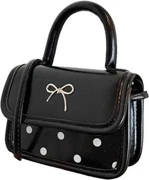 Women's Mini Clutch Handbags Bow Polka Dot Print Y2K PU Leather Cute Small Saddle Bags