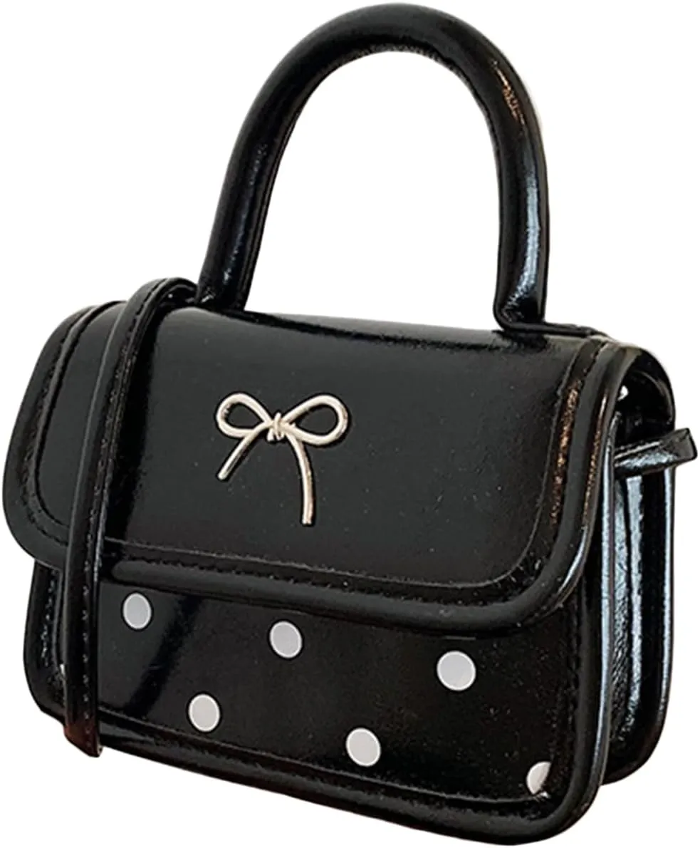 Women's Mini Clutch Handbags Bow Polka Dot Print Y2K PU Leather Cute Small Saddle Bags