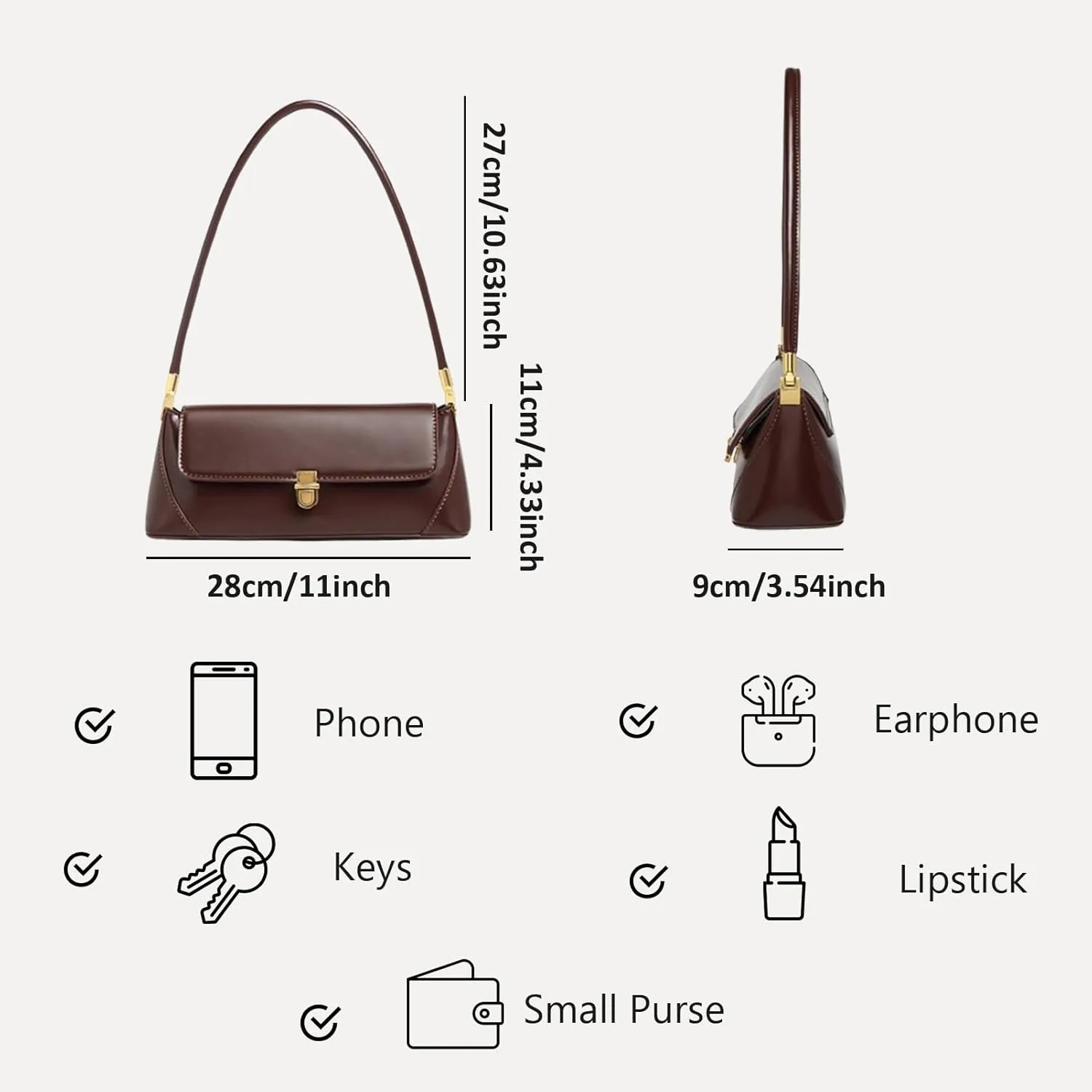 Women's Shoulder Handbags Hobo PU Leather Tote Bag Vintage Vegan Underarm Purse