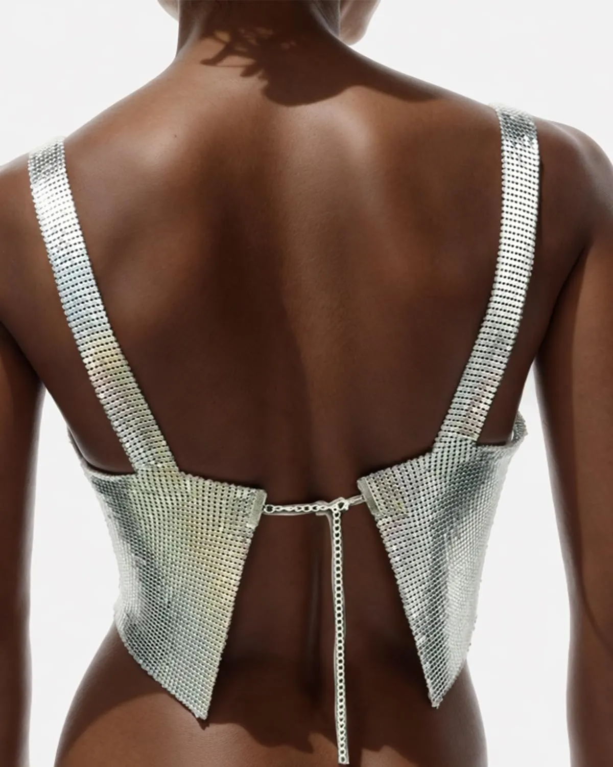 Women's Sparkly Rhinestone Top Sexy Metallic Sleeveless Trendy Spaghetti Strap Tube Vest Rave Party Clubwear