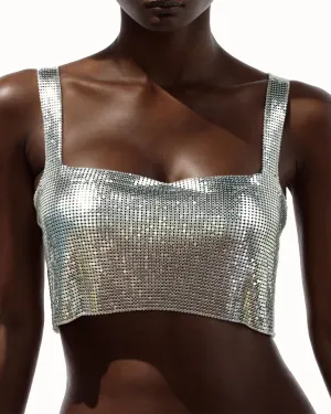 Women's Sparkly Rhinestone Top Sexy Metallic Sleeveless Trendy Spaghetti Strap Tube Vest Rave Party Clubwear